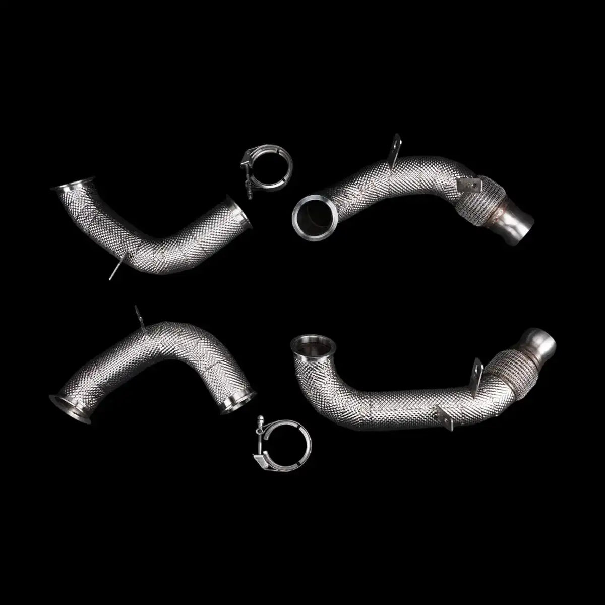 Hochwertige Edelstahl Downpipes für Auto-Tuning, KTH Shop Tuning-Teile, schwarze Hintergrund