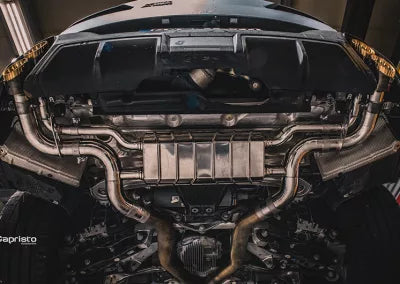BMW XM | Capristo - Endschalldämpfer zur Verwendung mit den OEM-Aktuatoren, farbig eloxierte Endrohre in schwarz, rot, silber, gold* und Aluminium-Außenhülse in wicrom black