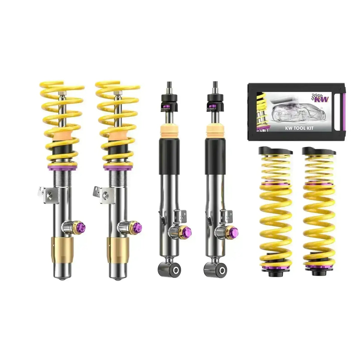 KW Gewindefahrwerk Set mit gelben Federn für Auto Tuning, erhältlich im KTH Shop