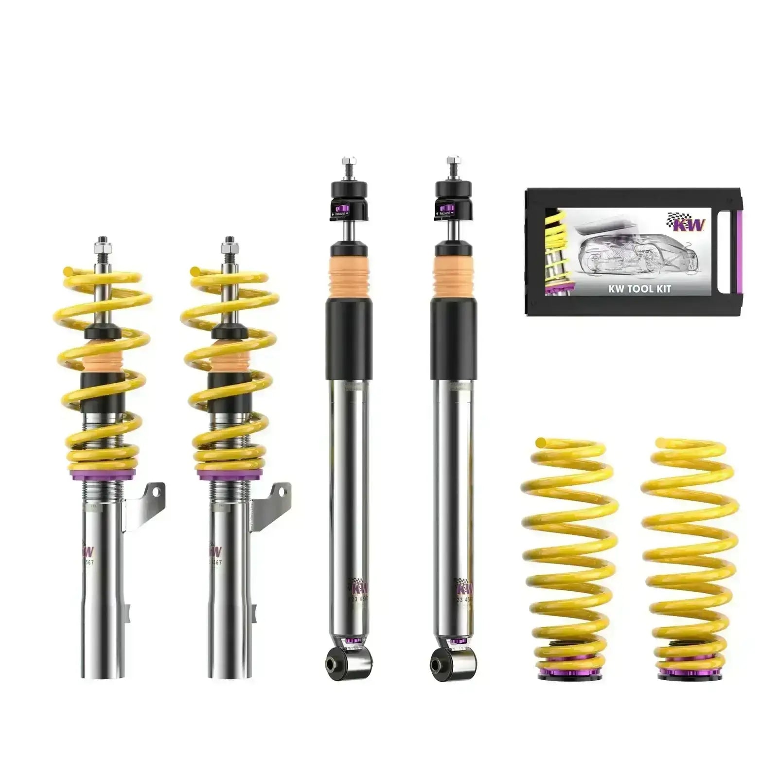 KW Gewindefahrwerk Set mit gelben Federn und Werkzeug, Tuning-Teile bei KTH Shop