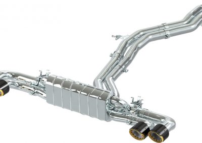 536 Cayenne V8 | Capristo - Rear silencer with connecting pipes, CES3 without tailpipes (for OEM tailpipes). The Exhaust System is with ECE Approval. Please note the permitted vehicle models in the ECE Approval