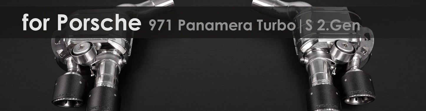 971 Panamera Turbo|S 2.Gen | Capristo - Abgasanlage mit Anschlussrohren, Schellen, polierten Edelstahlendrohren, Steuerung EVCU-1