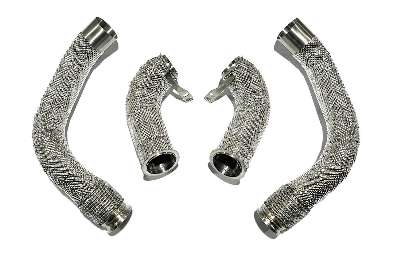 Aulitzky Exhaust Catless Downpipe|  BMW M5/M8 (F90/F91/F92/F93) S63 Perspektive 1