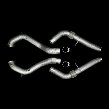 Edelstahl Hitzeschutz Downpipes Auto-Tuning-Teile, Klemmen, schwarzer Hintergrund, KTH Shop