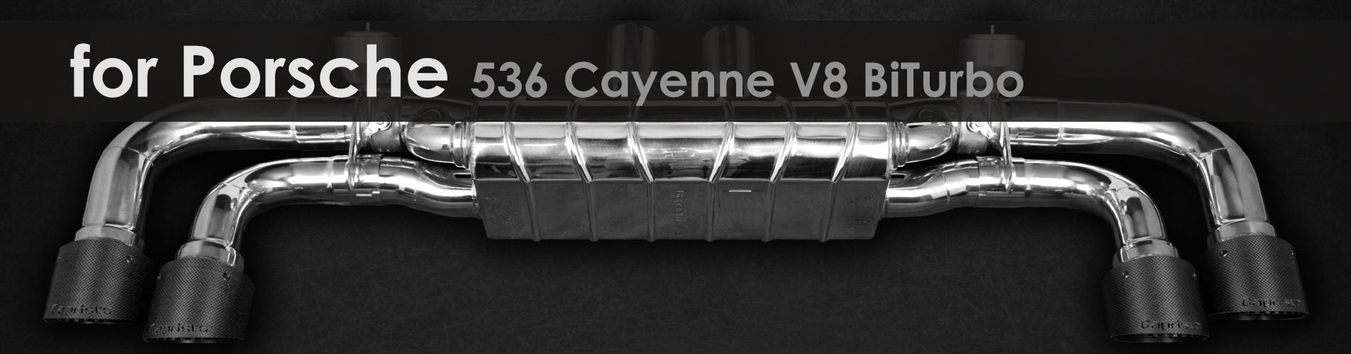 536 Cayenne V8 | Capristo - Exhaust system for use with the original actuators, center silencer replacement pipes, without tailpipes (for OEM tailpipes)
