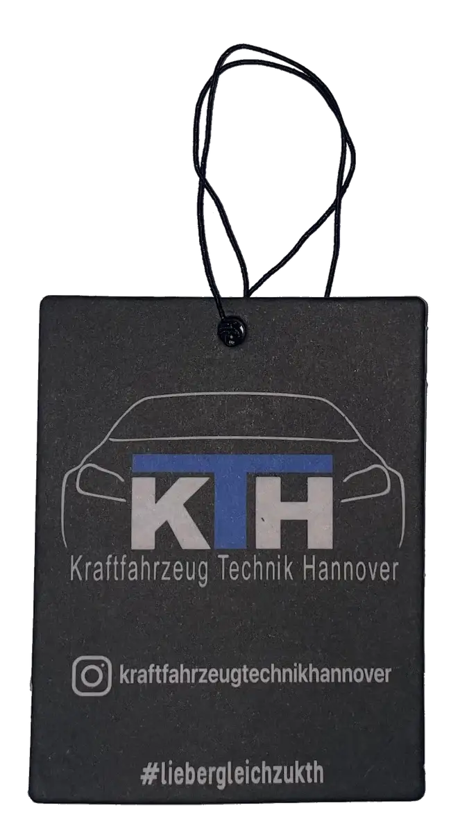 KTH Auto Duftbaum mit Logo Kraftfahrzeug Technik Hannover, schwarzes Design, Tuning Zubehör