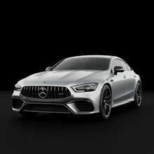 Silberner Mercedes AMG auf schwarzem Hintergrund, sportliches Design, Tuning KTH Shop
