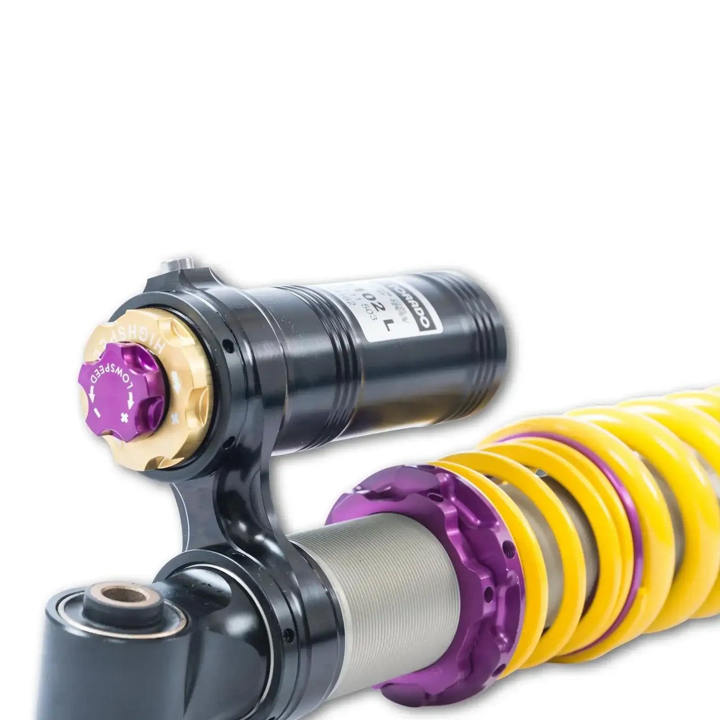 Gelbe Sportfahrwerk Federbein Tuning-Teil mit violettem Einstellrad, KTH Shop
