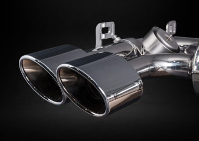 F-Type S|R V8 | Capristo - Exhaust system with underpressure valves and sports cats with 250 cells. With double-rounded/beveled tailpipes. Incl. EVCU-1