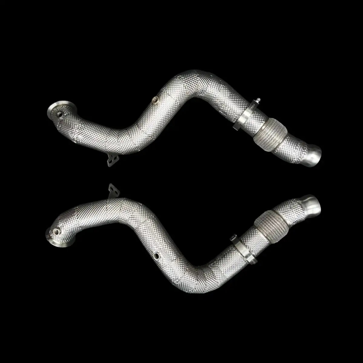 Zwei Edelstahl Downpipes für Auto-Tuning, hochwertiges Tuning-Zubehör, KTH Shop Produktfoto