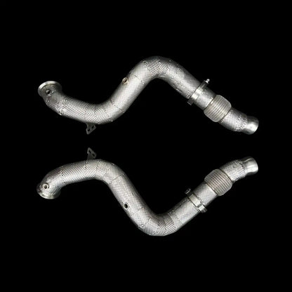 Zwei Edelstahl Downpipes für Auto-Tuning, hochwertiges Tuning-Zubehör, KTH Shop Produktfoto