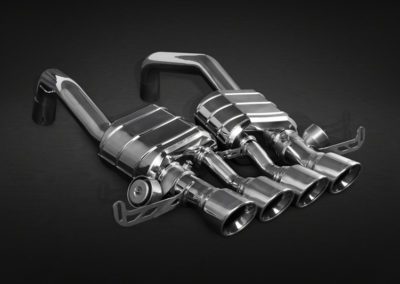 Corvette C7 Z06 | Capristo - Rear silencer for original tailpipes, CES-3 , with tailpipes made of anodized aluminium (available in black, red, silver*) with carbon outer pipe. Please note the permitted vehicle types in the ECE approval