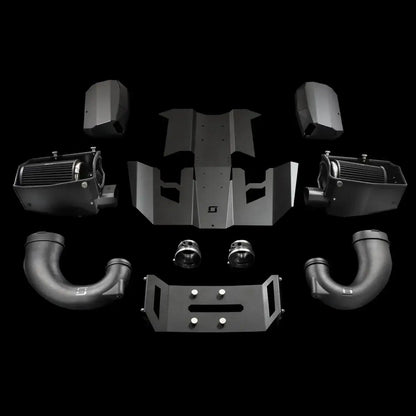 Mercedes G500 Cold Air Intake Kit schwarz, hochwertige Tuning-Teile auf schwarzem Hintergrund