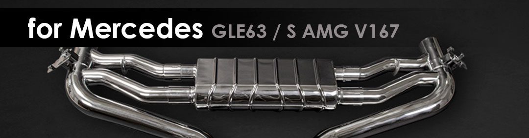GLE 63S SUV V167 | Capristo - With 2 electric flaps for use with the OEM actuators and a stop plate for the H-pipe actuator.