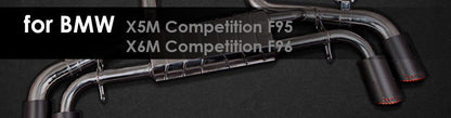 X5M (G05), X6M (G06), Competition F95 / F96 | Capristo - Abgasanlage mit 200 Zellen Sportkats als Ersatz der OPF,s BMW Version 2/3 Adapterrohr mit Flansch- Verbindung. Mit Elektroklappen zur Verwendung der OEM Aktuatoren