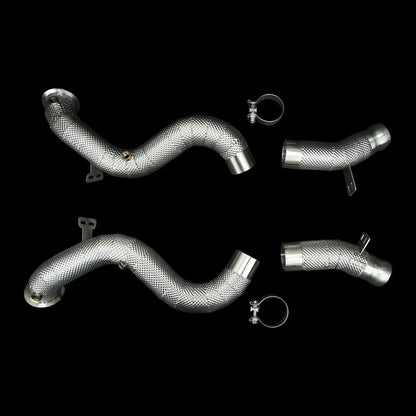 Hitzeschutz Downpipes aus Edelstahl mit Schellen, Kfz Tuning Zubehör, KTH Shop Produktfoto