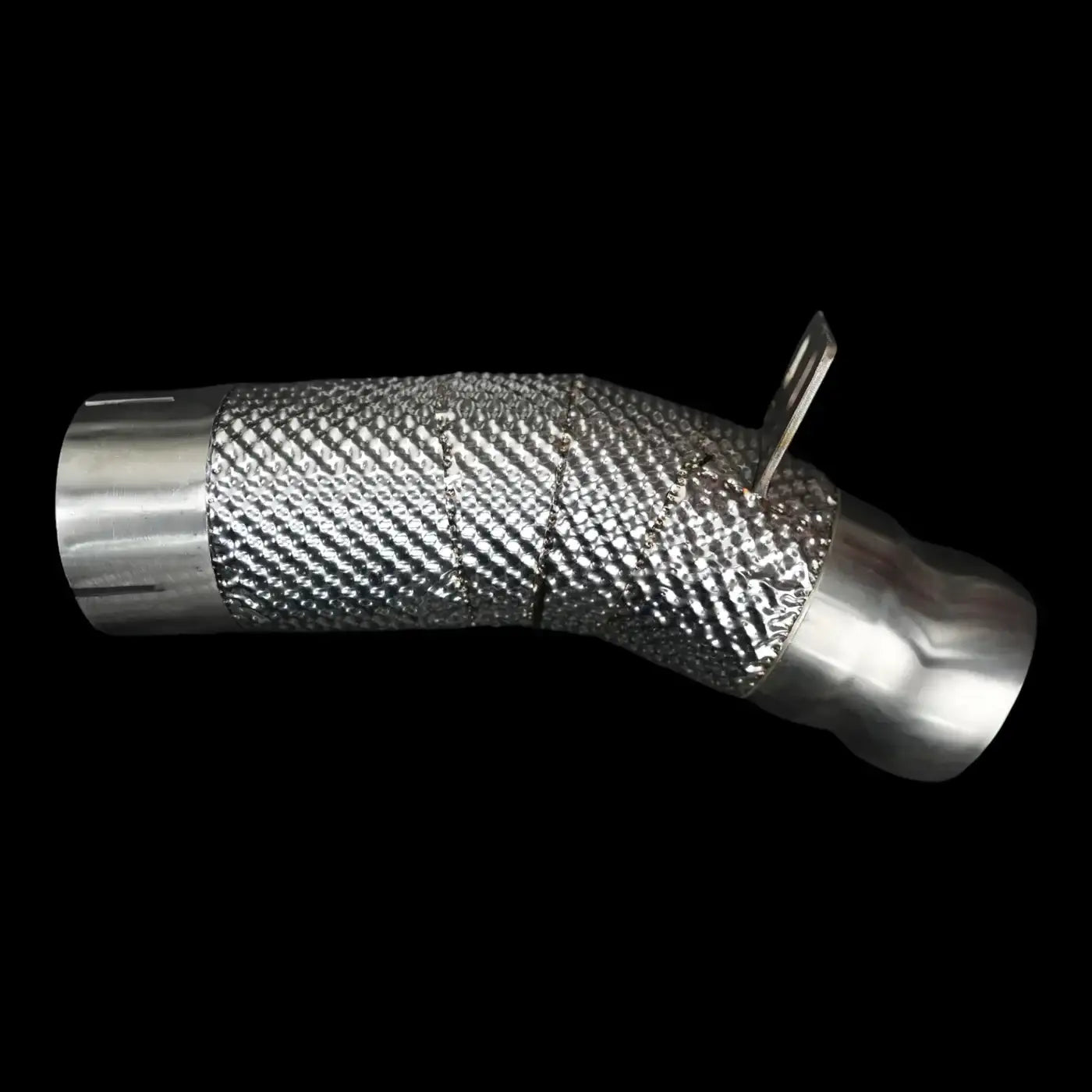 Edelstahl Tuning-Downpipe mit Hitzeschutz, Autozubehör, KTH Shop, schwarzer Hintergrund