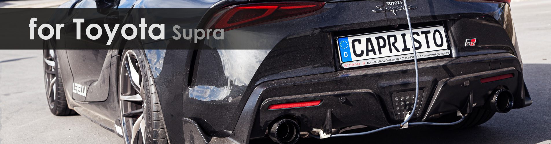 Supra | Capristo - Abgasanlage komplett, Endschalldämpfer, EVCU-1 Steuerung, OPF Ersatz Rohren, mit Endrohren aus eloxiertem Aluminium (erhältlich in den Farben Schwarz, Rot und Silber*) mit Carbon Aussenrohr