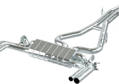 Audi TT RS 8S | Capristo - Abgasanlage mit Elektroklappen und runden Aluminium Endrohren (rot, silber, schwarz)* und Carbonblenden (Ø95).